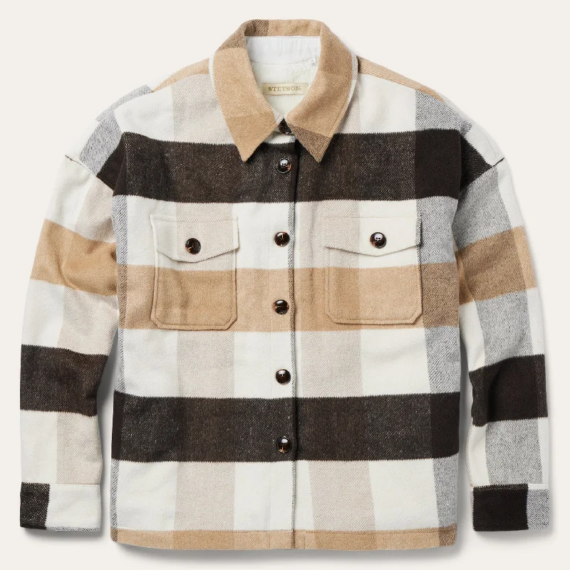Multi-functional style Oversize Plaid Shirt Jacket