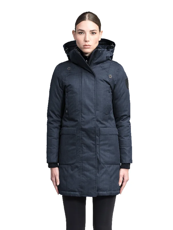 Single-shoulder Neck Design Merideth Furless Women's Parka