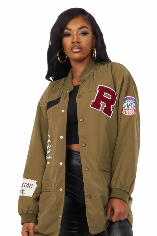 French Retro Gingi Olive Oversized Jacket