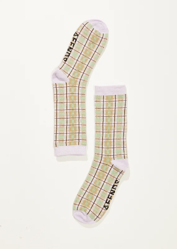 Double-sided Wear AFENDS Unisex Kali - Crew Socks - Pistachio Check