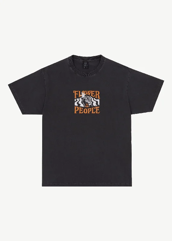 Simple Style AFENDS Mens Power Plant - Boxy Graphic T-Shirt - Stone Black