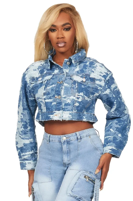 High waist design Artasia Med. Wash Denim Jacket