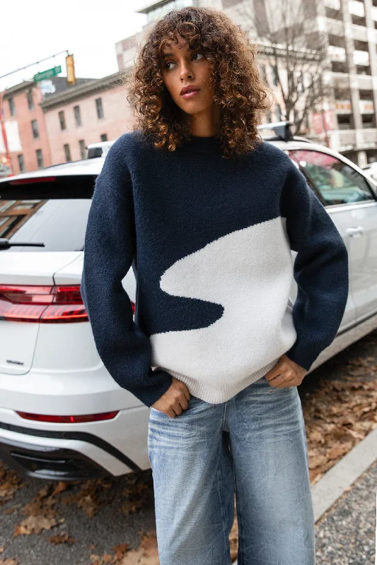 Comfortable And Simple OVERSIZED INTARSIA KNIT SWEATER
