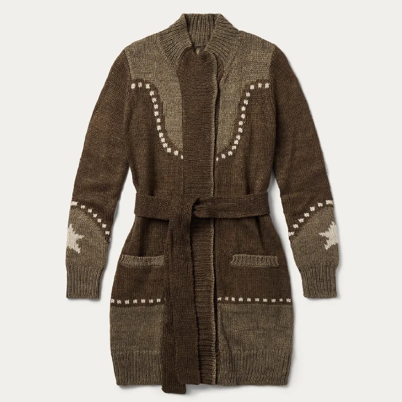 Comfortable Fashion Steer & Star Belted Cardigan