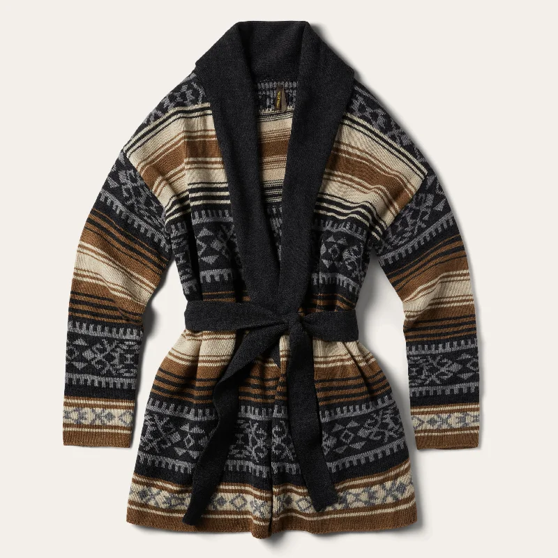 Elegant Tailoring Brown Serape Belted Cardigan