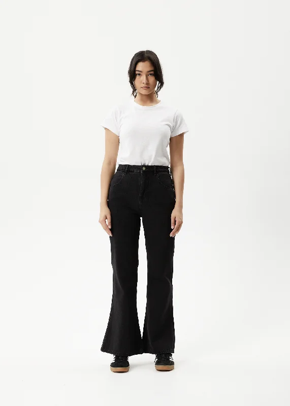 Soft Clothing AFENDS Womens Marsha - Denim Slim Flared Jeans - Washed Black