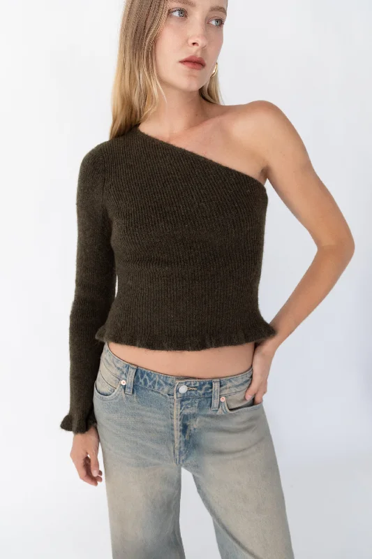 Sports High Waist Style FITTED ONE SLEEVE SWEATER
