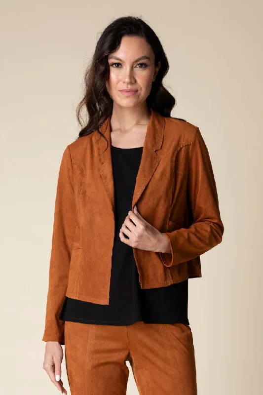 Spring Fashion Faux Suede Seamed Jacket