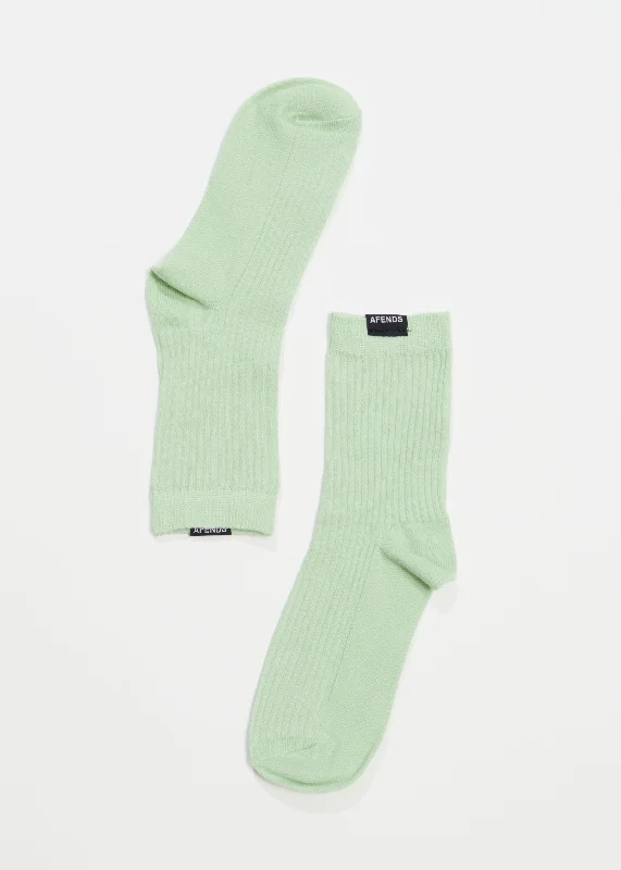 Exquisite Fabrics AFENDS Unisex The Essential - Ribbed Crew Socks - Pistachio