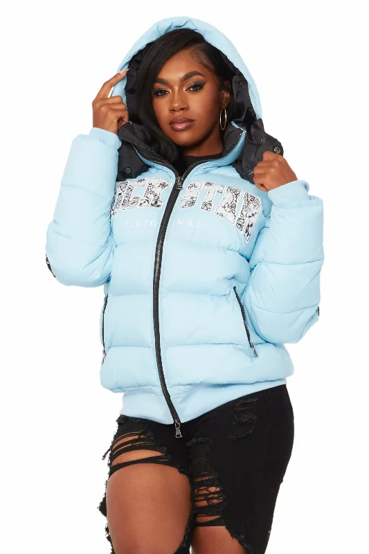 Quality Tailoring Latoya Baby Blue Oversized Puffer Jacket