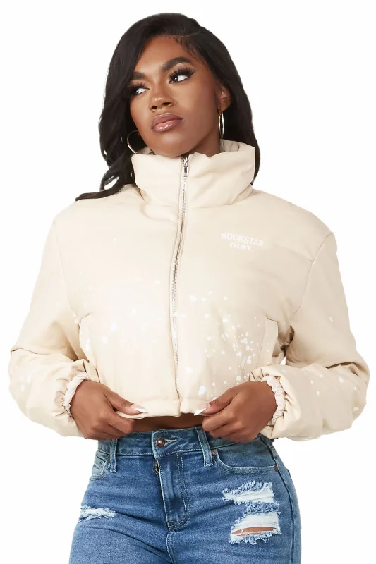 Easygoing Fashion Toni Beige Art Dept. Puffer Jacket