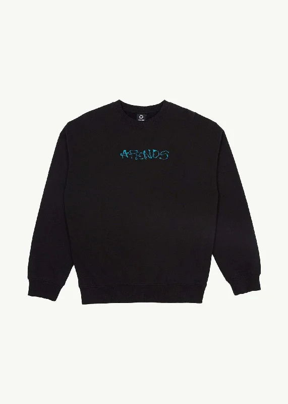 Minimal Style AFENDS Mens Melted - Crew Neck Jumper - Black