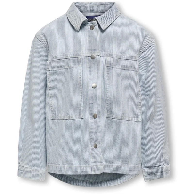 Trendy Items Kids ONLY Light Blue Denim Gina Stripe Jacket