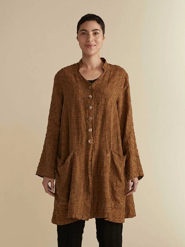 Wearable At Home Or Out Check Swing Coat