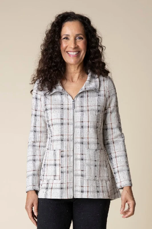 Autumn Selection Windowpane Plaid Swing Jacket