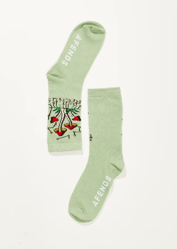 Fashion Elements AFENDS Unisex Journey Inward - Crew Socks - Pistachio