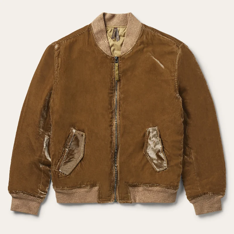 Elegant Style Embroidered Velvet Bomber Jacket