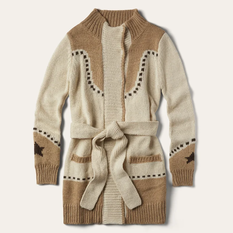 Retro Design Horseshoe & Star Belted Cardigan