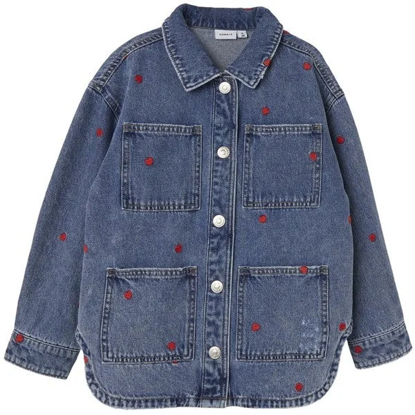 End Of The Year Name it Medium Blue Denim Hearts Kathy Denim Cowboy Jacket