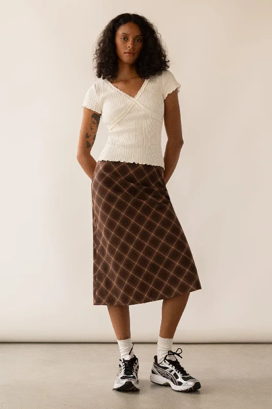 Sports Style PLAID MIDI SKIRT