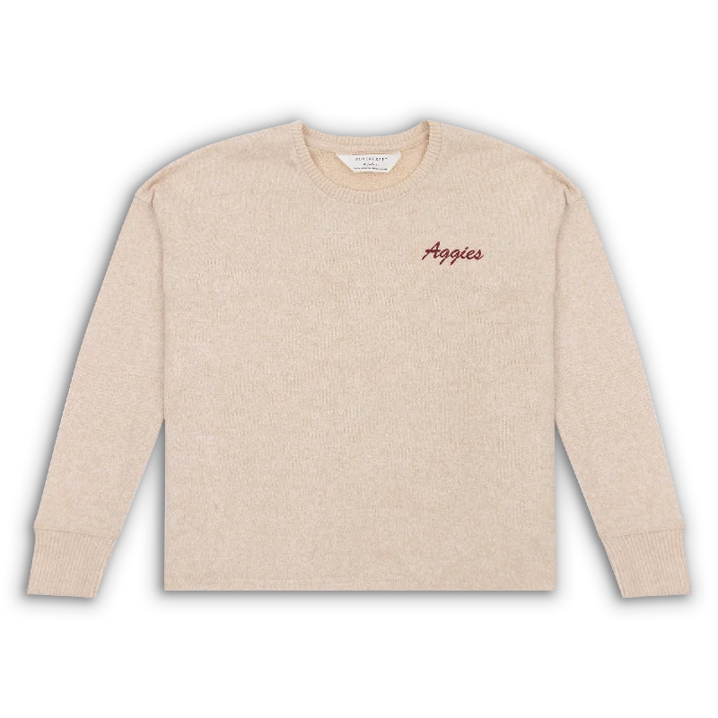 Fashionable Inner Wear Aggies Cuddle Boxy Oatmeal Crewneck Long Sleeve