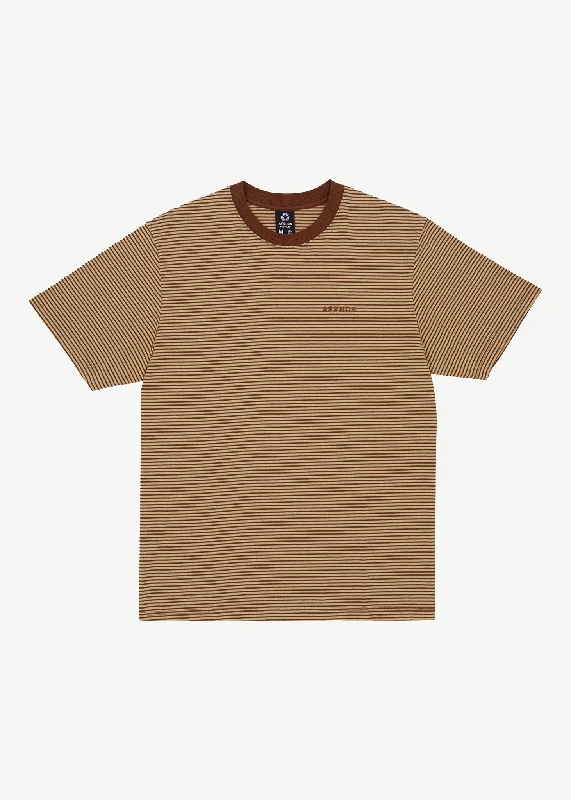 Lazy Home AFENDS Mens Invisible - Retro T-Shirt - Toffee Stripe