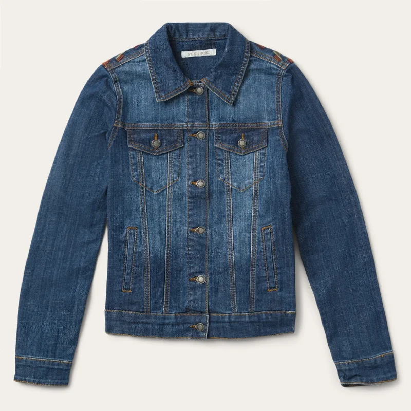 Round neck design Western Denim Jacket