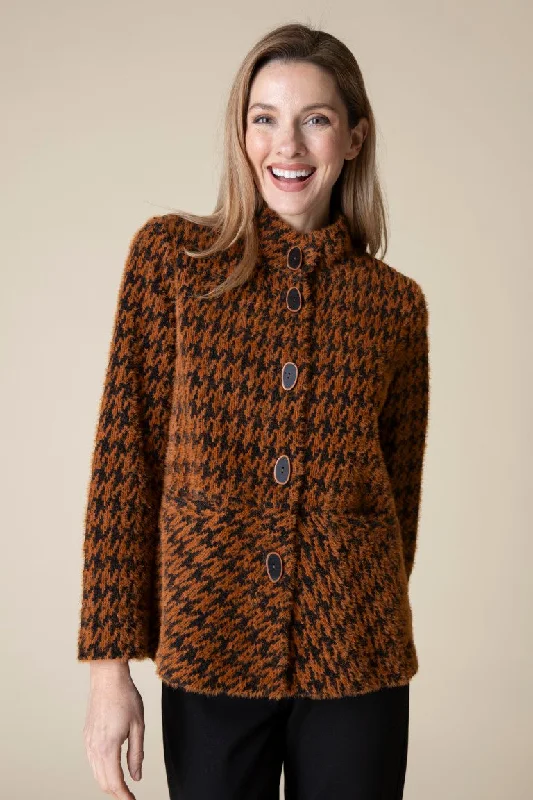 Street Charm Houndstooth Swing Jacket