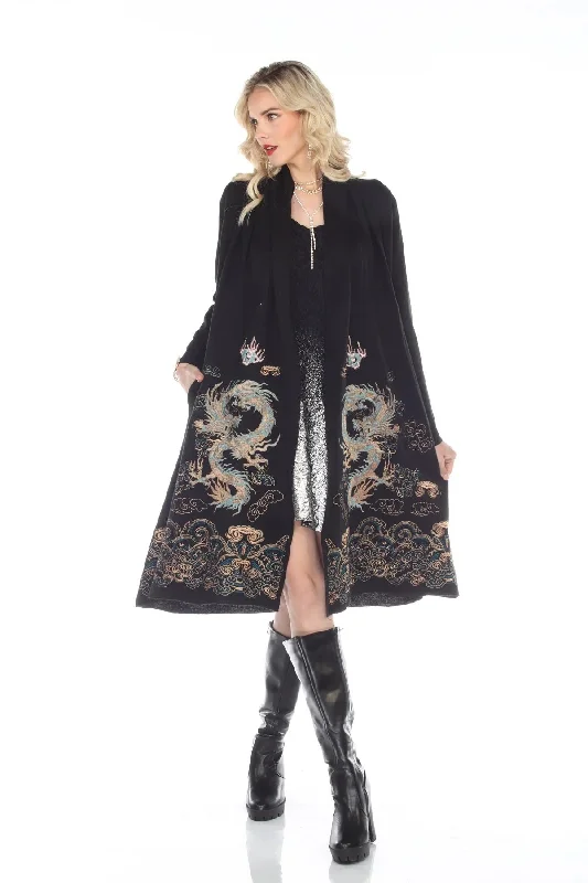 Romantic And Fresh Embroidered Dragon Swing Jacket