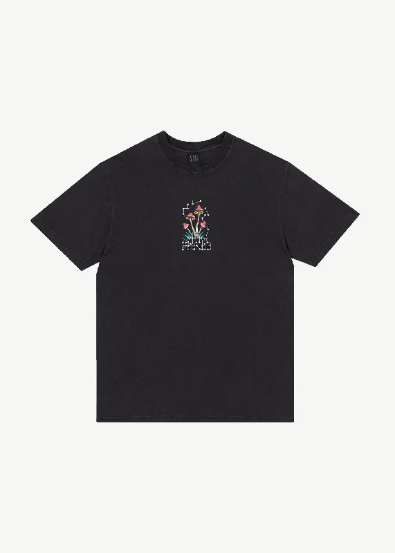 Fashion Design AFENDS Mens Journey Inward - Retro Graphic T-Shirt - Stone Black