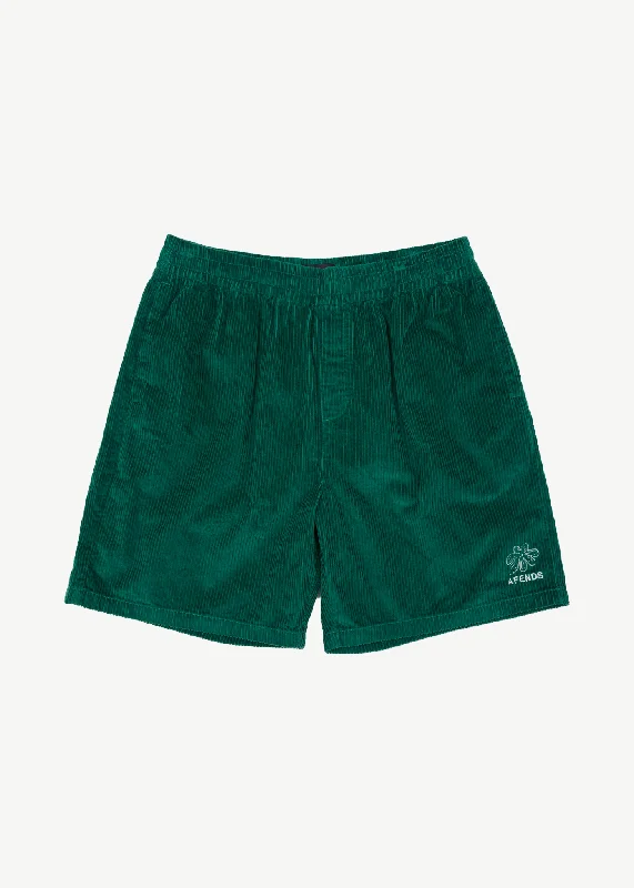 Economic Outlook AFENDS Mens Ninety Eights Union - Corduroy Elastic Waist Shorts - Emerald