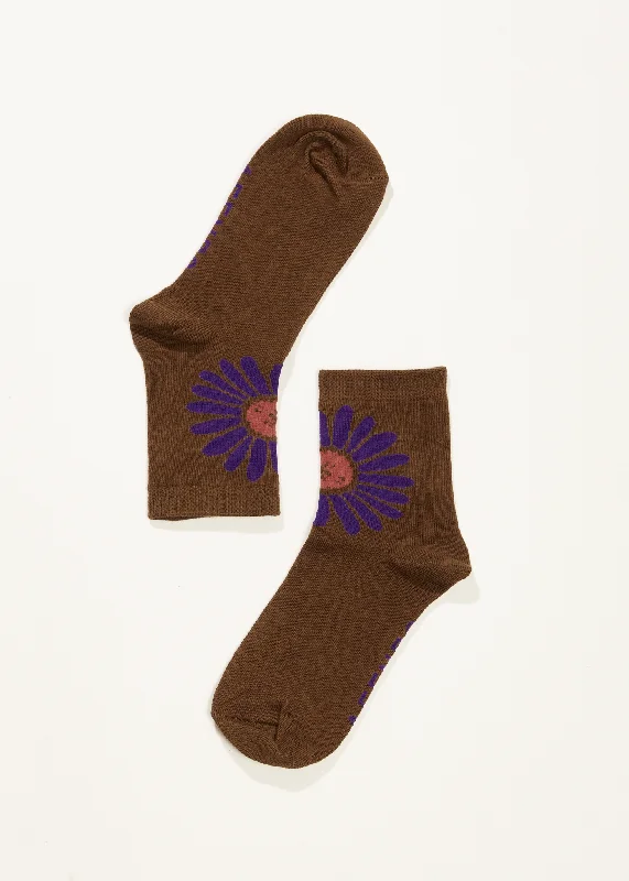 Exclusive Customization AFENDS Unisex Daisy - Crew Socks - Toffee