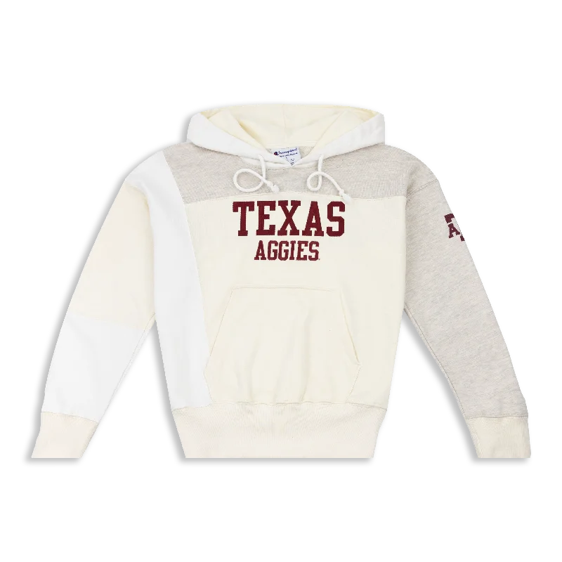 Street Graffiti Design Texas Aggies Patchwork Oatmeal Crop Hoodie
