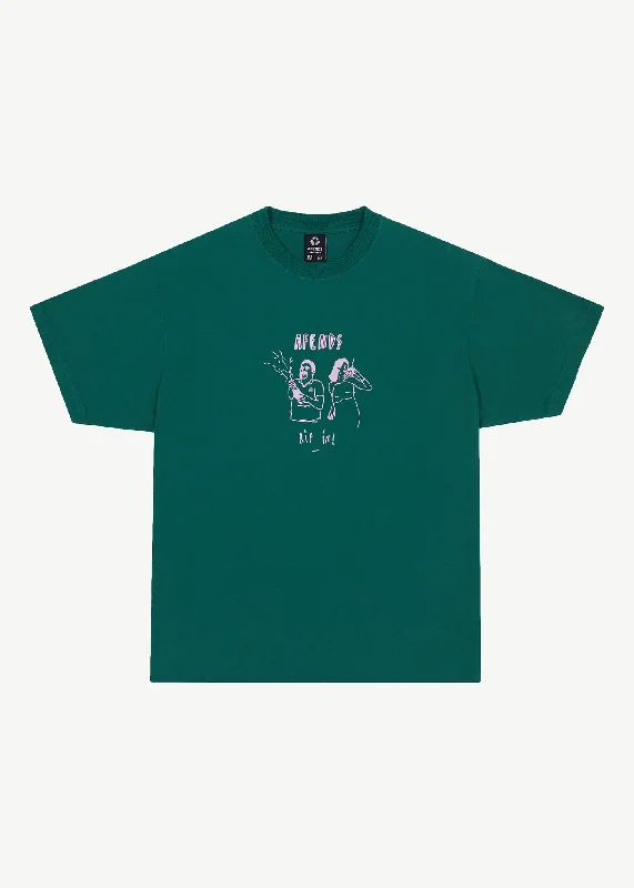 Chic Lounge AFENDS Mens Rip In - Boxy Graphic T-Shirt - Emerald