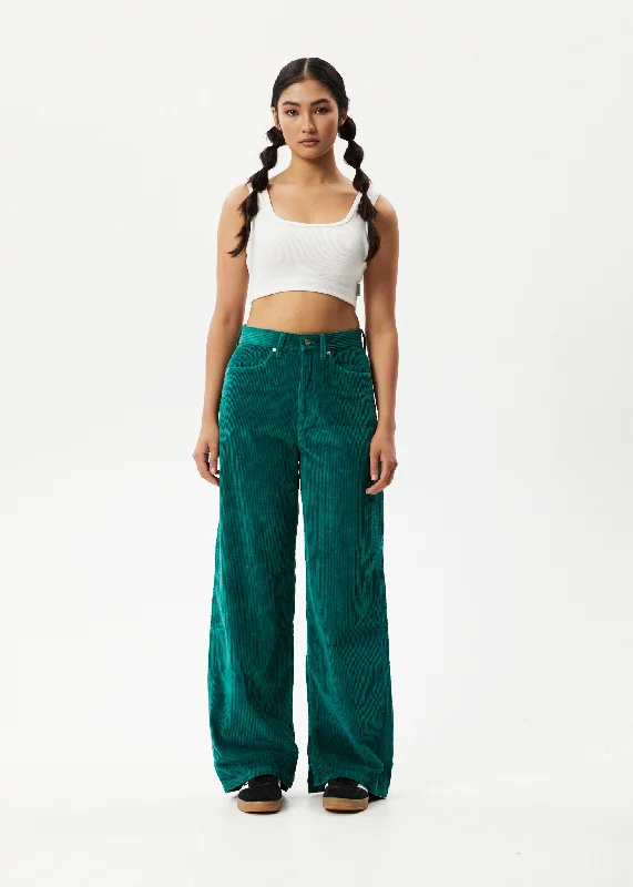 Must-have For Autumn And Winter AFENDS Womens Bella - Corduroy Baggy Pants - Emerald