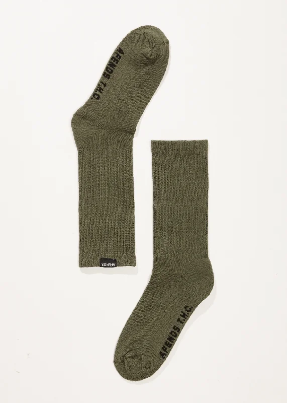 Classic Series AFENDS Unisex Everyday - Ribbed Crew Socks - Cypress