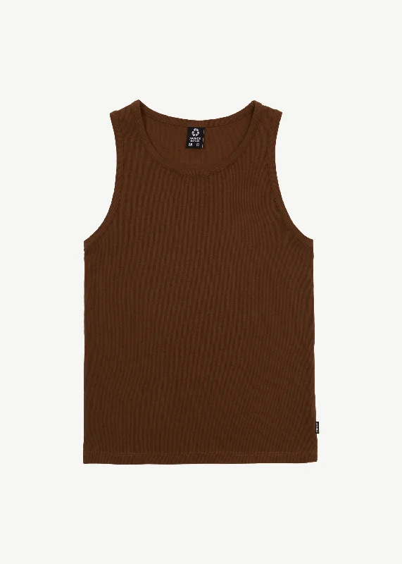 High-waisted pants style AFENDS Mens Paramount - Ribbed Singlet - Toffee