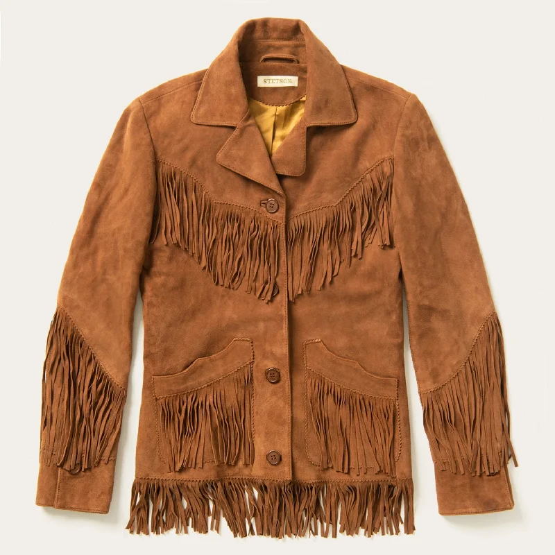 Cozy Fit Wear Lamb Suede Fringed Jacket