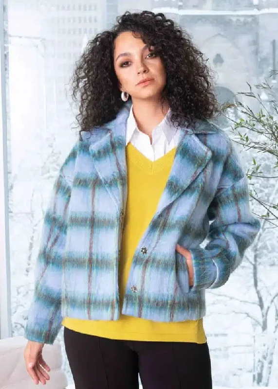Noble Temperament Furry Plaid Jacket