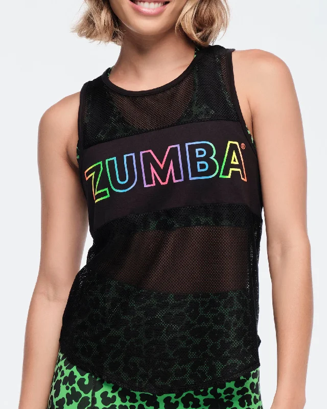 All-Day Comfort Funscape Mesh Tank - Bold Black