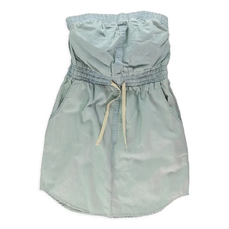 Street Personality Style Kensie Womens Pocket A-line Dress, Blue, Medium