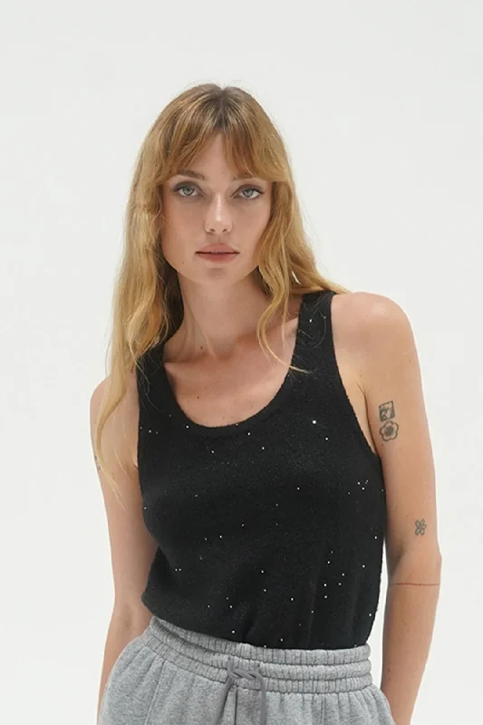 Sports Express Audra Sparkle Sweater Tank - Black
