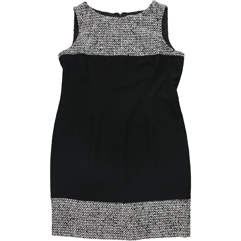 Lazy Home Tahari Womens Boucle Trim Sheath Dress, Black, 18