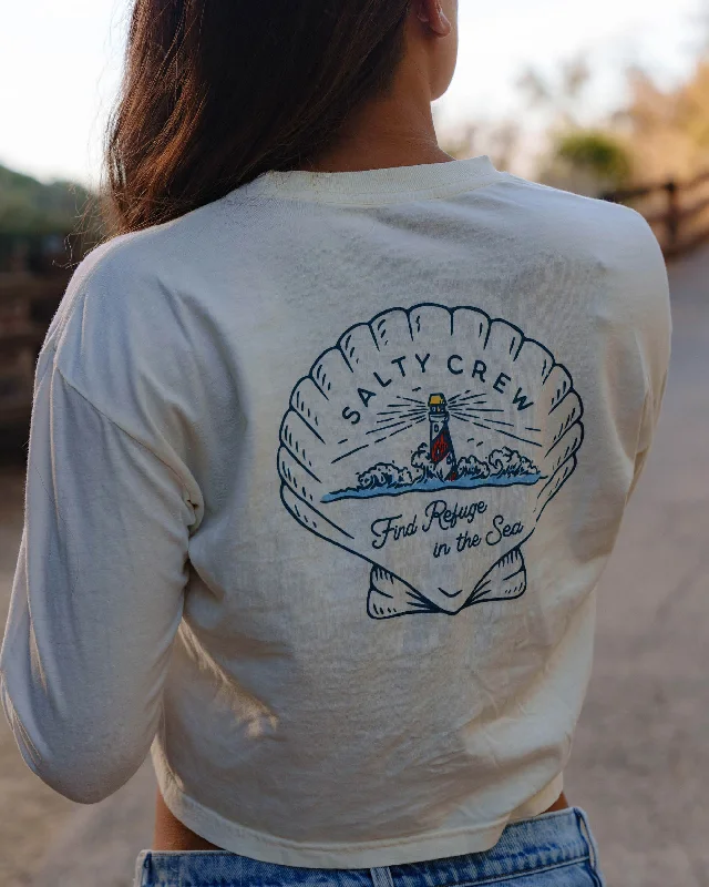 Windbreaker fashion Scallop L/S Crop - Off White