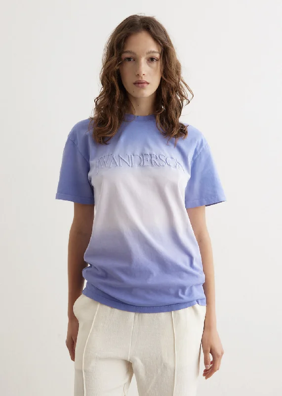 Romantic Data Logo Embroidery Gradient T-Shirt