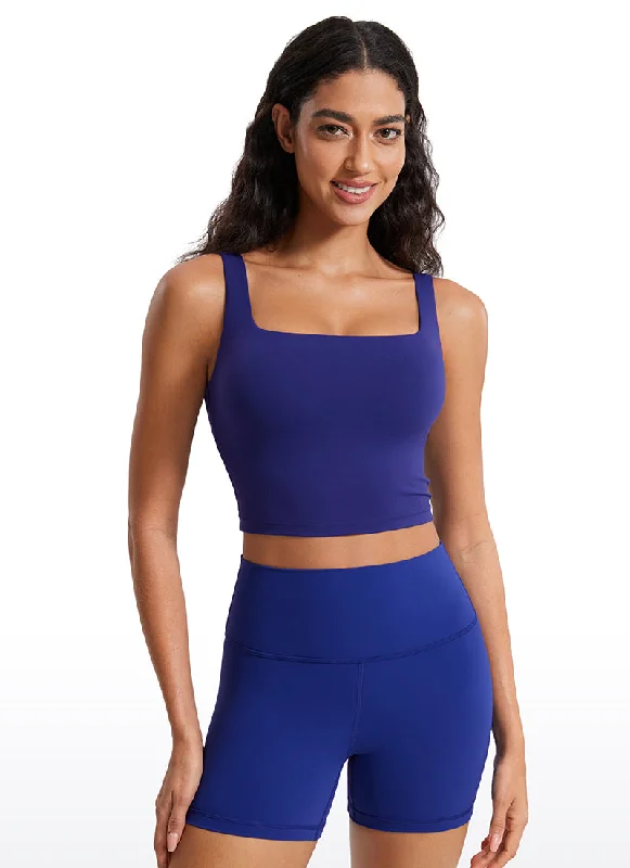 Light And Breathable Butterluxe Square Neck Build-in Bra Tanks