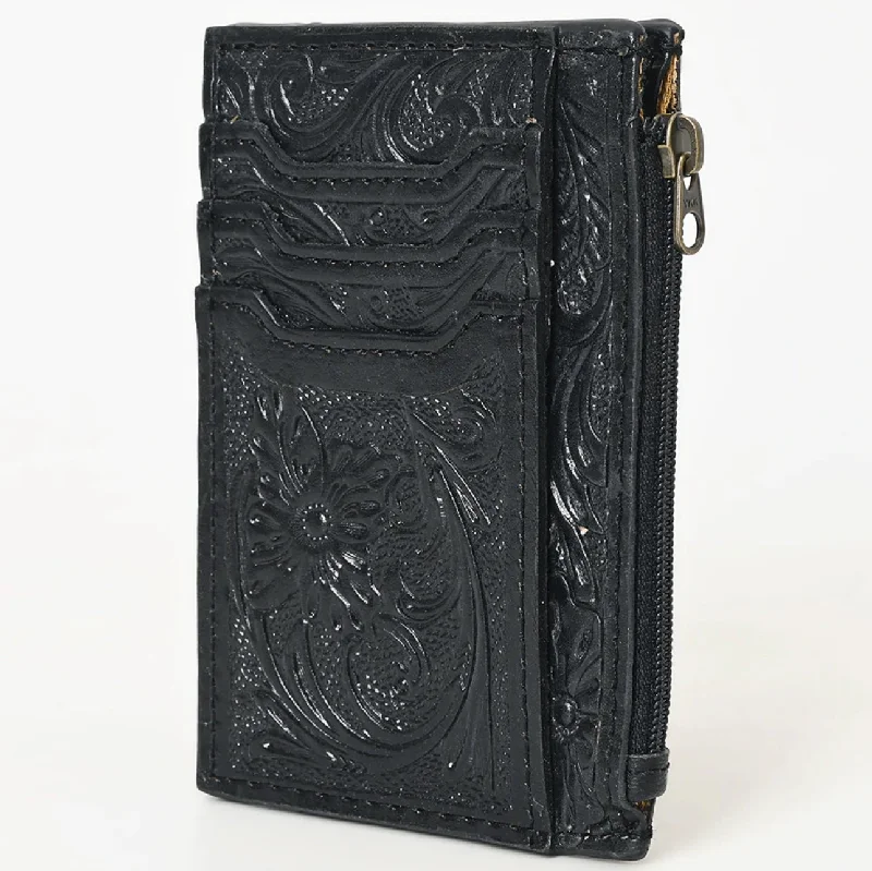 Comfortable Looks Tooled Leather Card Holder - Black