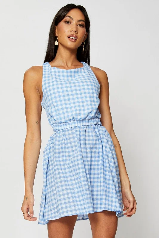 Casual And Versatile Check Mini Dress Sleeveless
