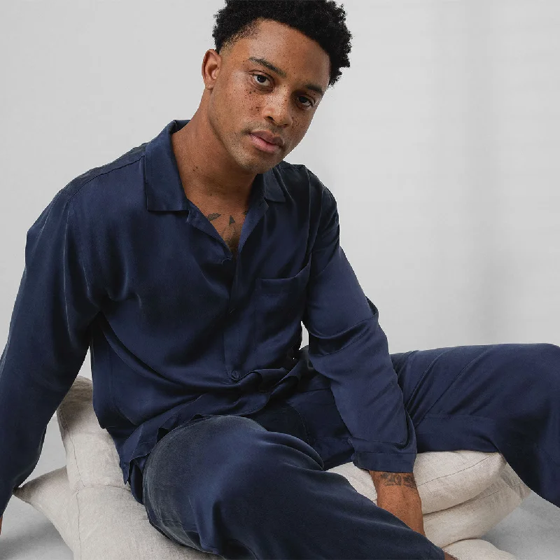 Dessert Matching Men's Washable Silk Button Up Set