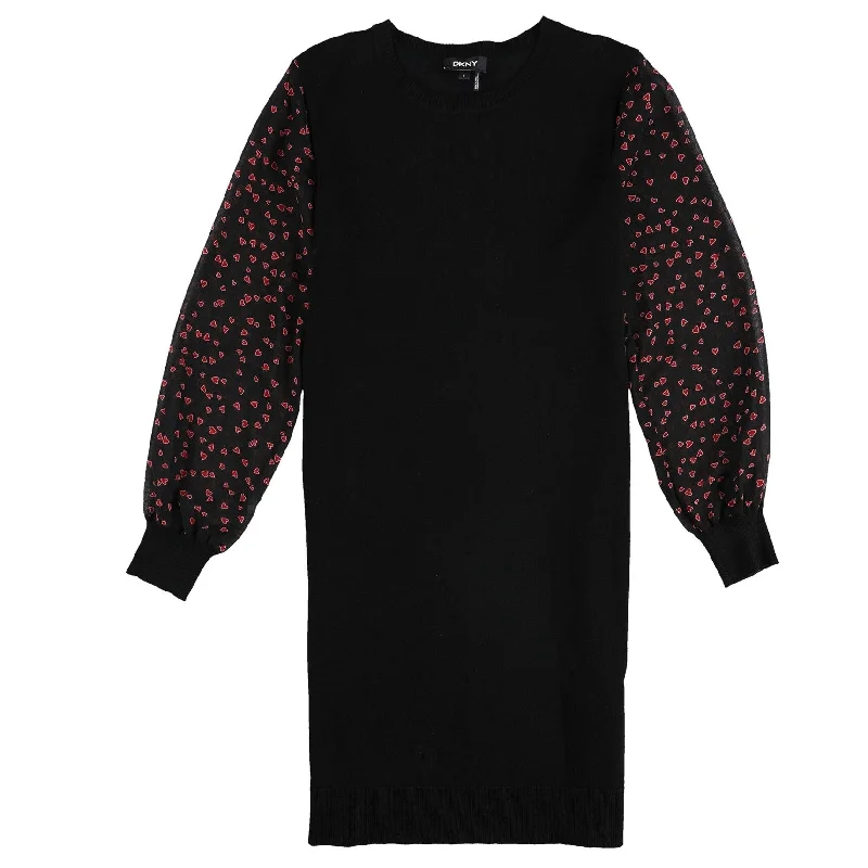 Casual Choice DKNY Womens Heart Sleeve Sweater Dress, Black, Small